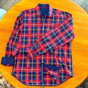 Bugatchi Uomo classic fit long sleeve button-down shirt. High end details.
